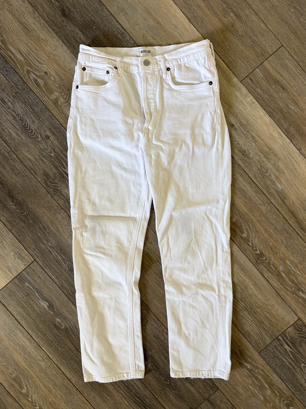 Agolde Riley Cropped White Jeans - Picture 4 of 10